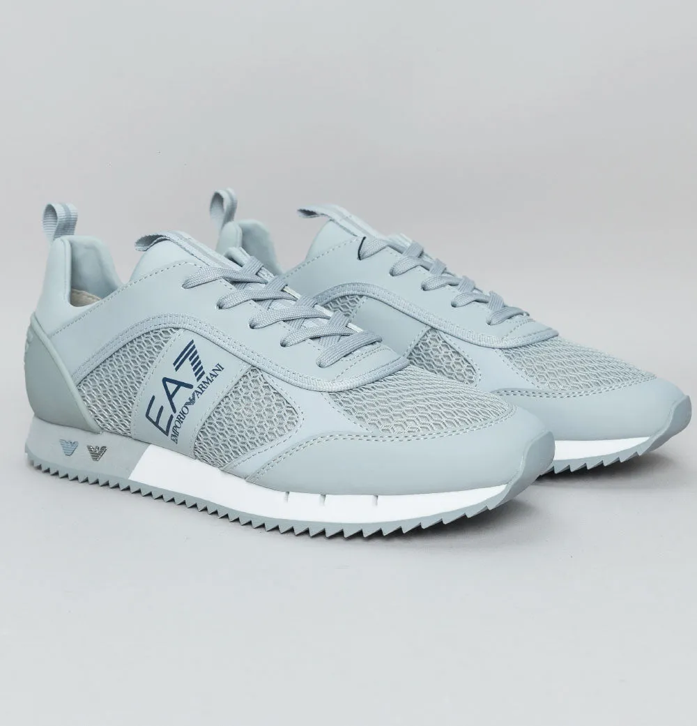 EA7 Emporio Armani Multi Logo Trainers Grey/Navy