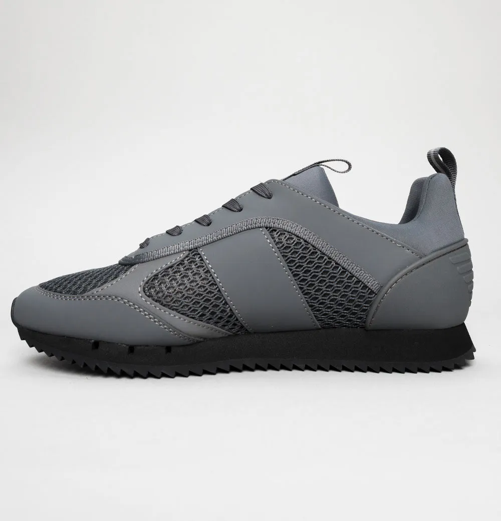 EA7 Emporio Armani Multi Logo Trainers Iron Gate/Black