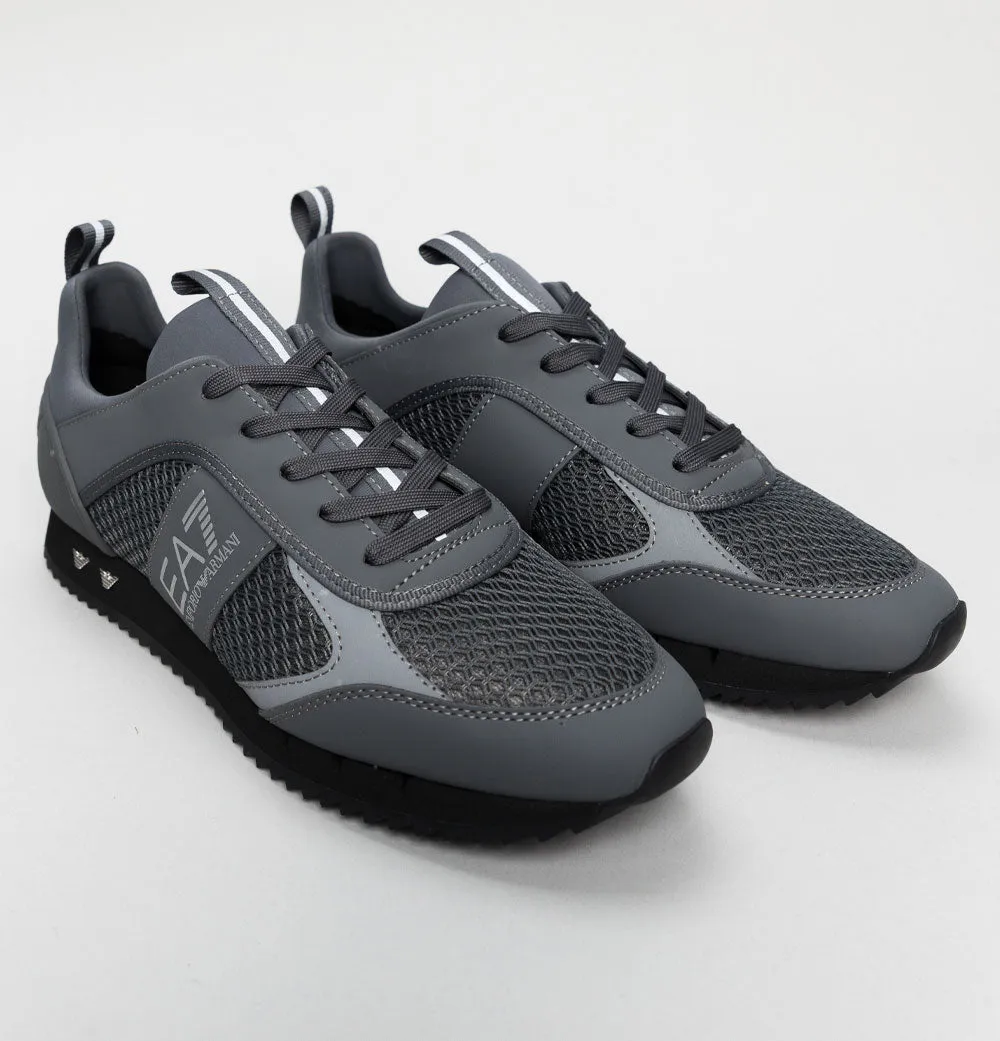 EA7 Emporio Armani Multi Logo Trainers Iron Gate/Black