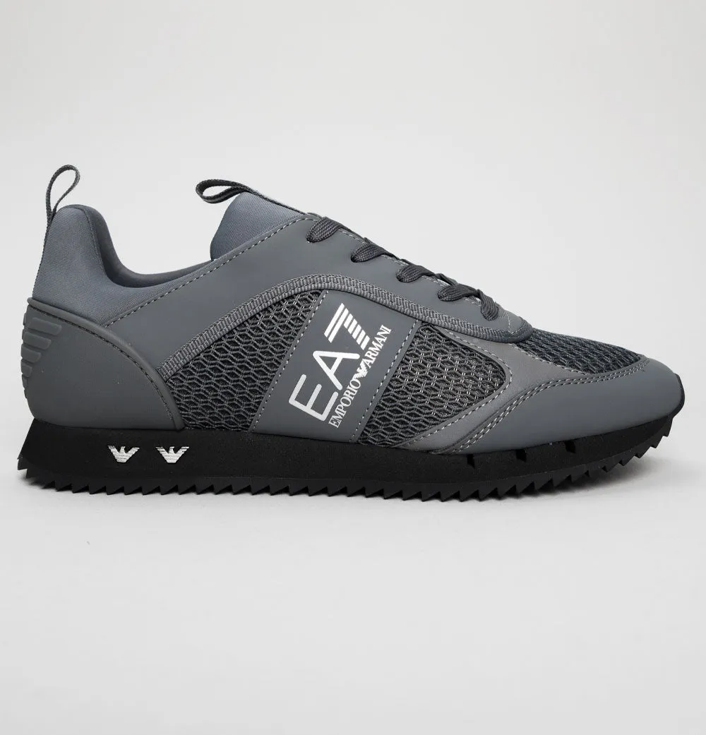 EA7 Emporio Armani Multi Logo Trainers Iron Gate/Black