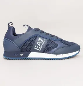 EA7 Emporio Armani Multi Logo Trainers Navy/White