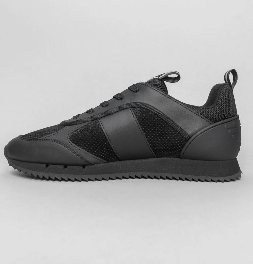 EA7 Emporio Armani Multi Logo Trainers Triple Black