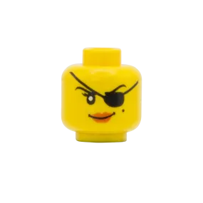 Eye Patch Smirk / Angry - Custom Printed Minifigure Head