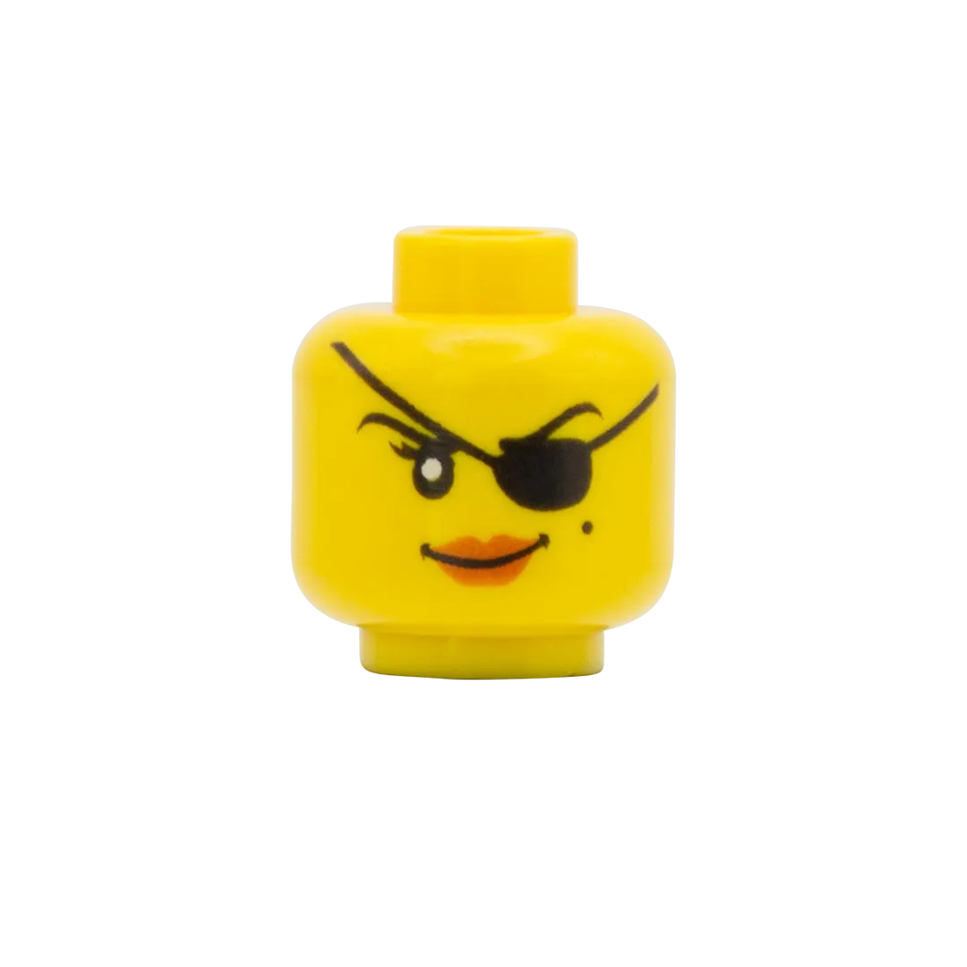 Eye Patch Smirk / Angry - Custom Printed Minifigure Head