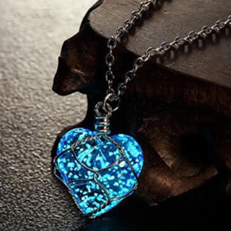 Glow in the Dark - Crystal Heart Pendant