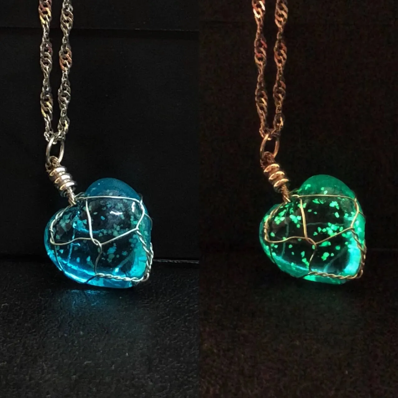 Glow in the Dark - Crystal Heart Pendant