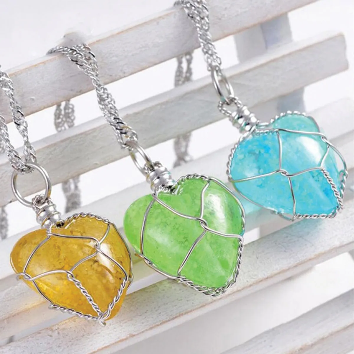 Glow in the Dark - Crystal Heart Pendant