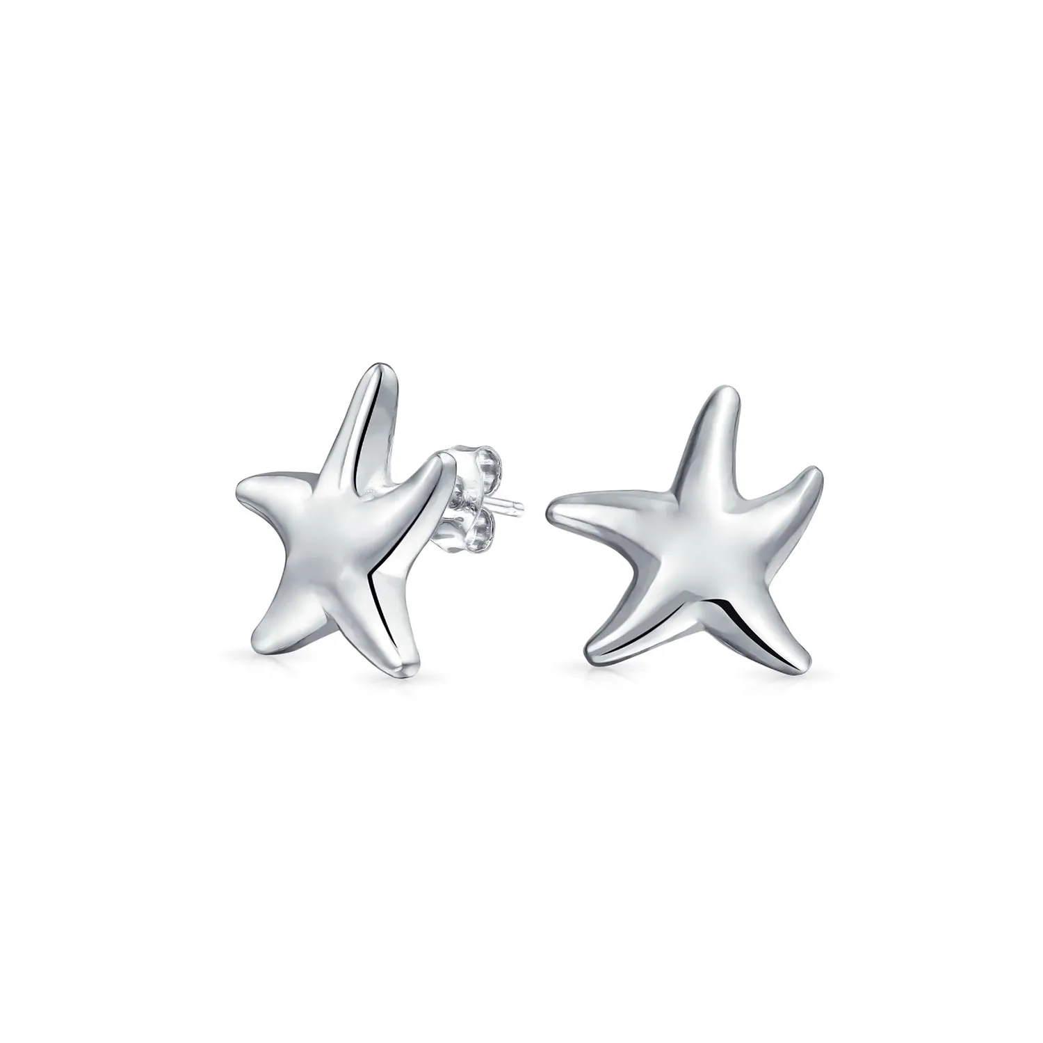 Hawaii Nautical Starfish Pendant Necklace Ear Cuff Drop Stud Earrings Silver