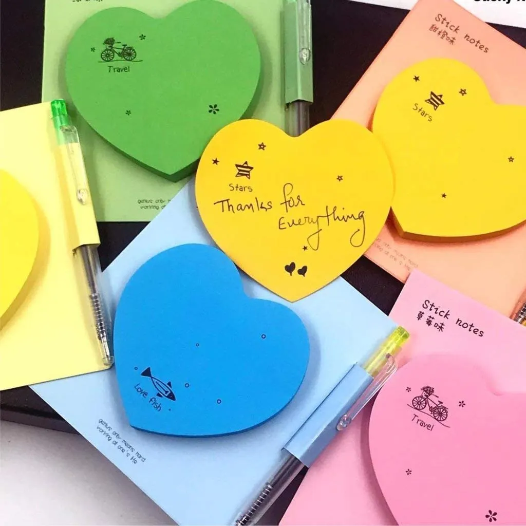 Heart Shaped Sticky Notes with Mini Pen