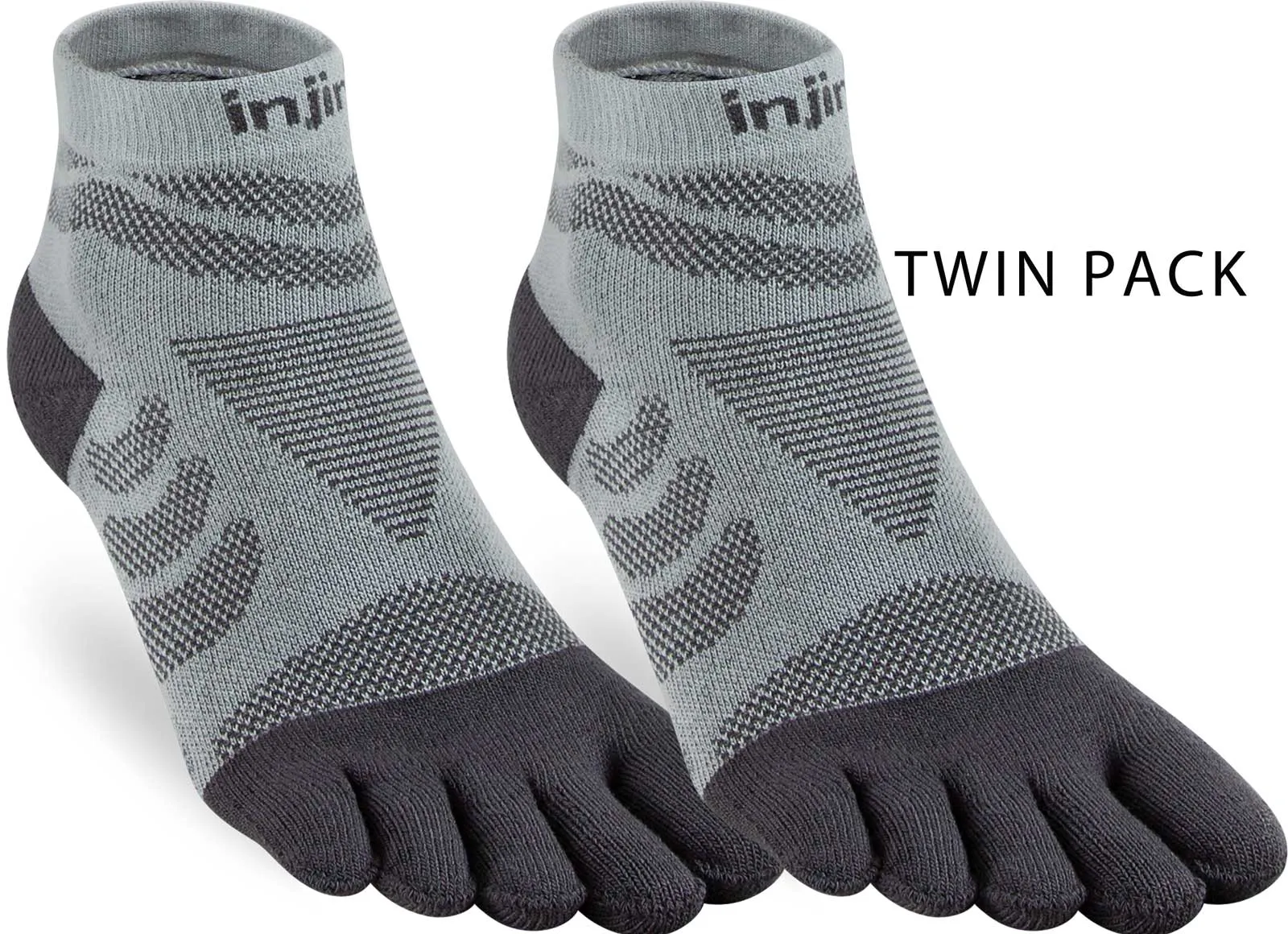 Injinji Women's Mid-Weight Ultra-Run Mini Crew Toe Socks TWIN PACK (INJ-WULTRA-MC-TWIN)