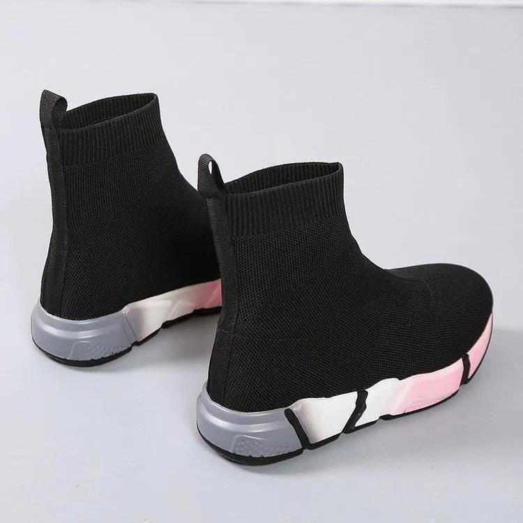 Iridescent Black Ankle Boots for Women, Color Block Platform