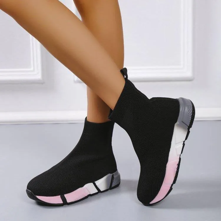 Iridescent Black Ankle Boots for Women, Color Block Platform