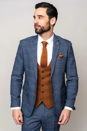 JENSON - Sky Blue Check Suit with Kelvin Tan Waistcoat