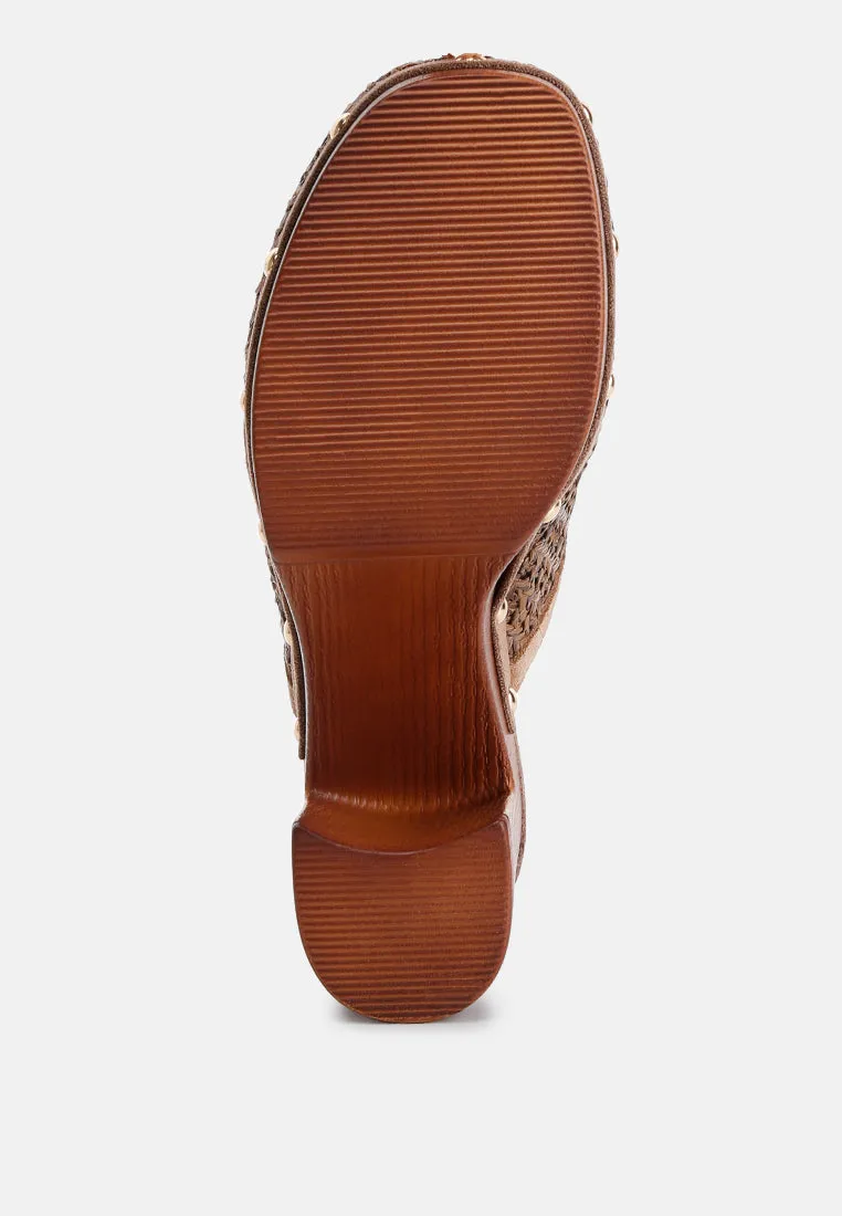 Jeydena Raffia Platform Clogs In Brown