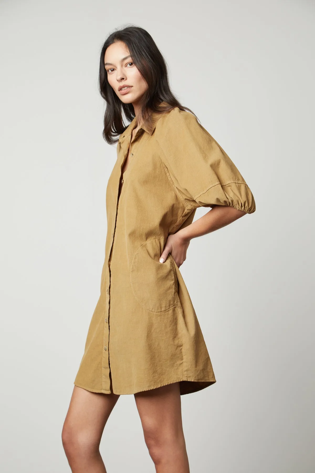 KADY CORDUROY BUTTON-UP DRESS