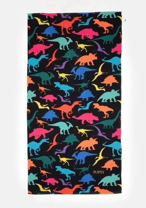 Large Black Dinosaur Print Towel