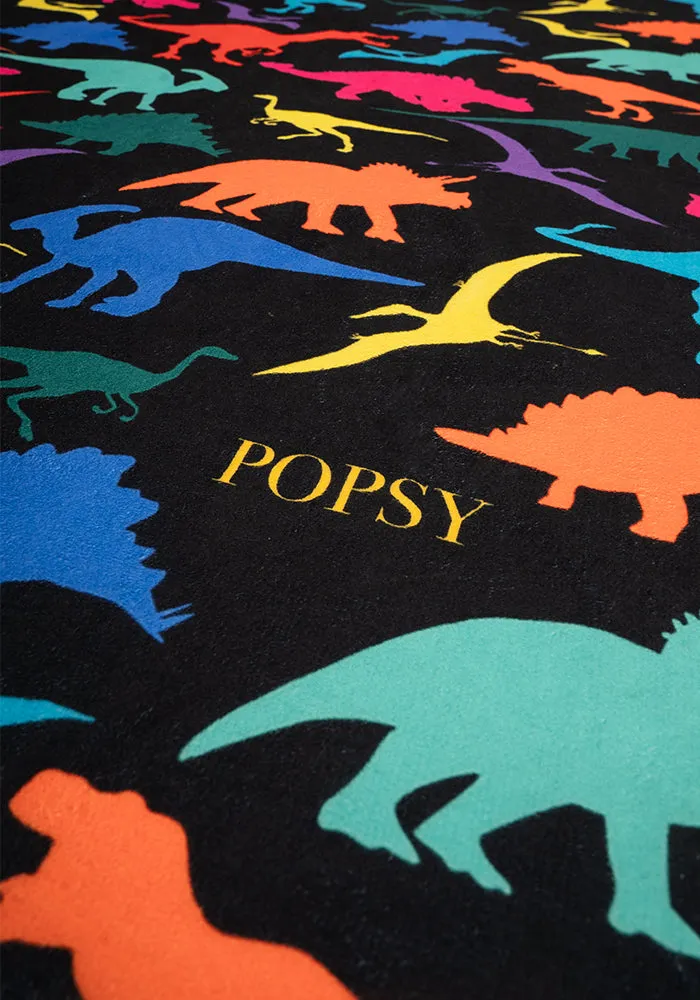 Large Black Dinosaur Print Towel