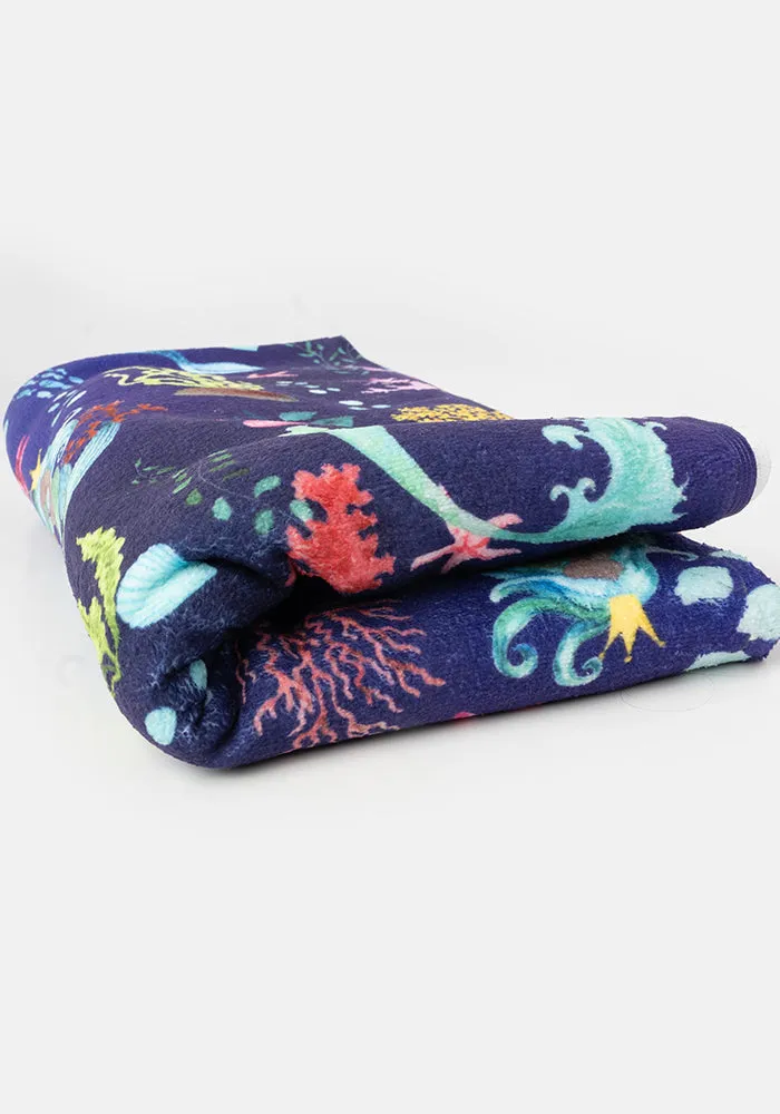 Large Blue Mermaid Print Towel