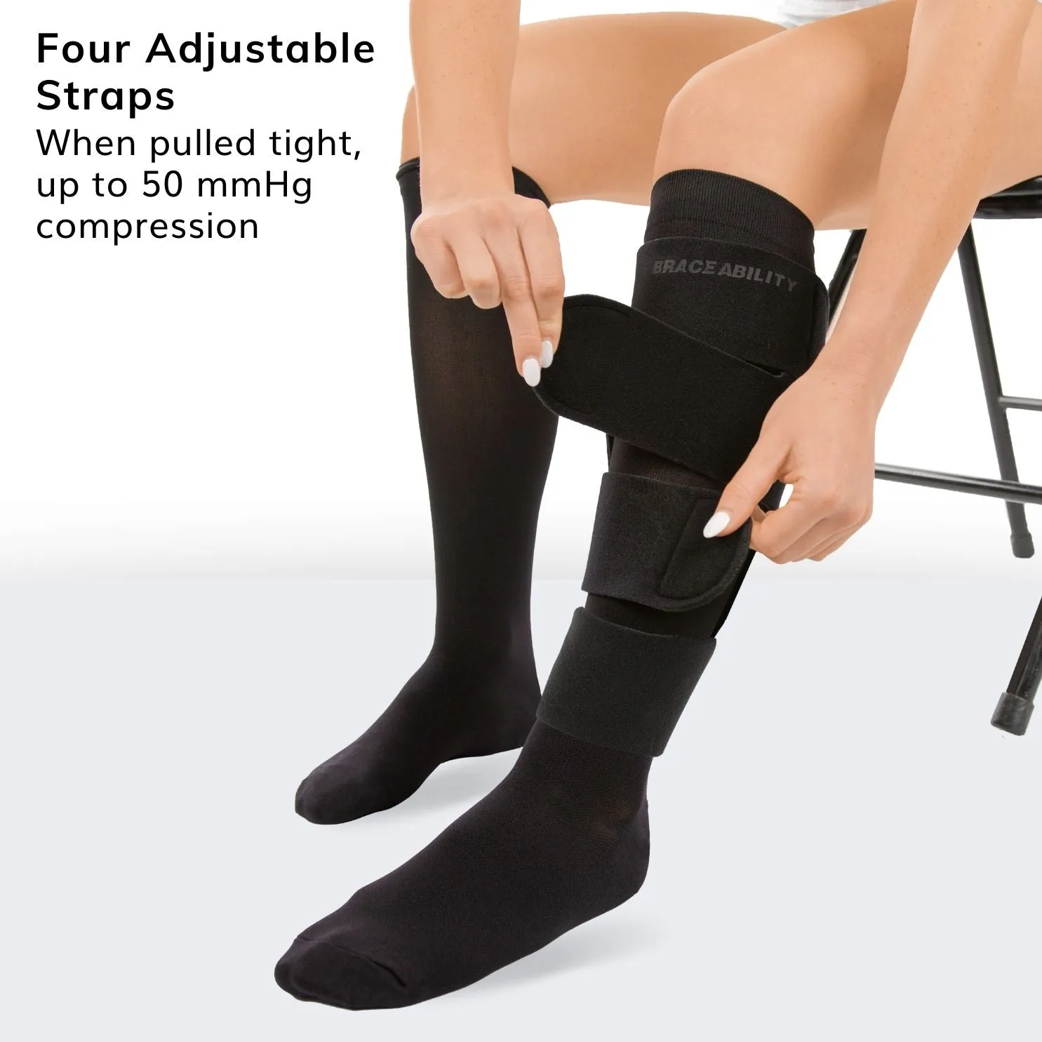 Lymphedema Leg Wrap | Compression Sleeve for Lower Extremity Swelling, Edema, Lymphatic Drainage (Pair of 20-30 mmHg Socks Included)