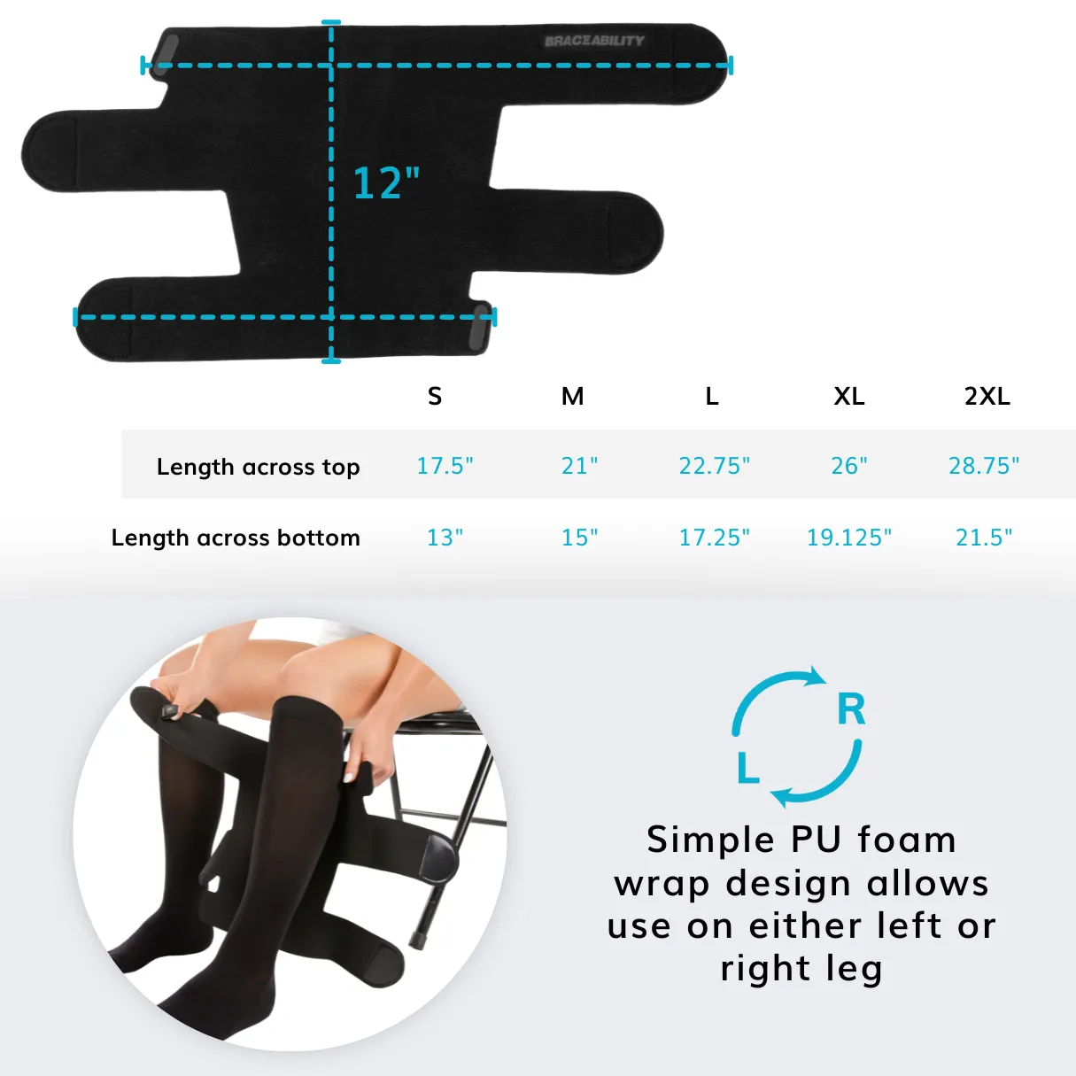 Lymphedema Leg Wrap | Compression Sleeve for Lower Extremity Swelling, Edema, Lymphatic Drainage (Pair of 20-30 mmHg Socks Included)