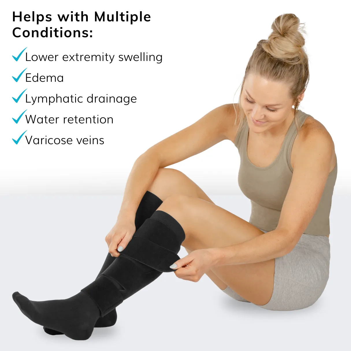 Lymphedema Leg Wrap | Compression Sleeve for Lower Extremity Swelling, Edema, Lymphatic Drainage (Pair of 20-30 mmHg Socks Included)