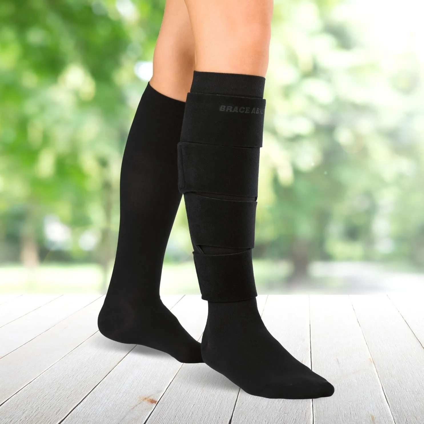 Lymphedema Leg Wrap | Compression Sleeve for Lower Extremity Swelling, Edema, Lymphatic Drainage (Pair of 20-30 mmHg Socks Included)