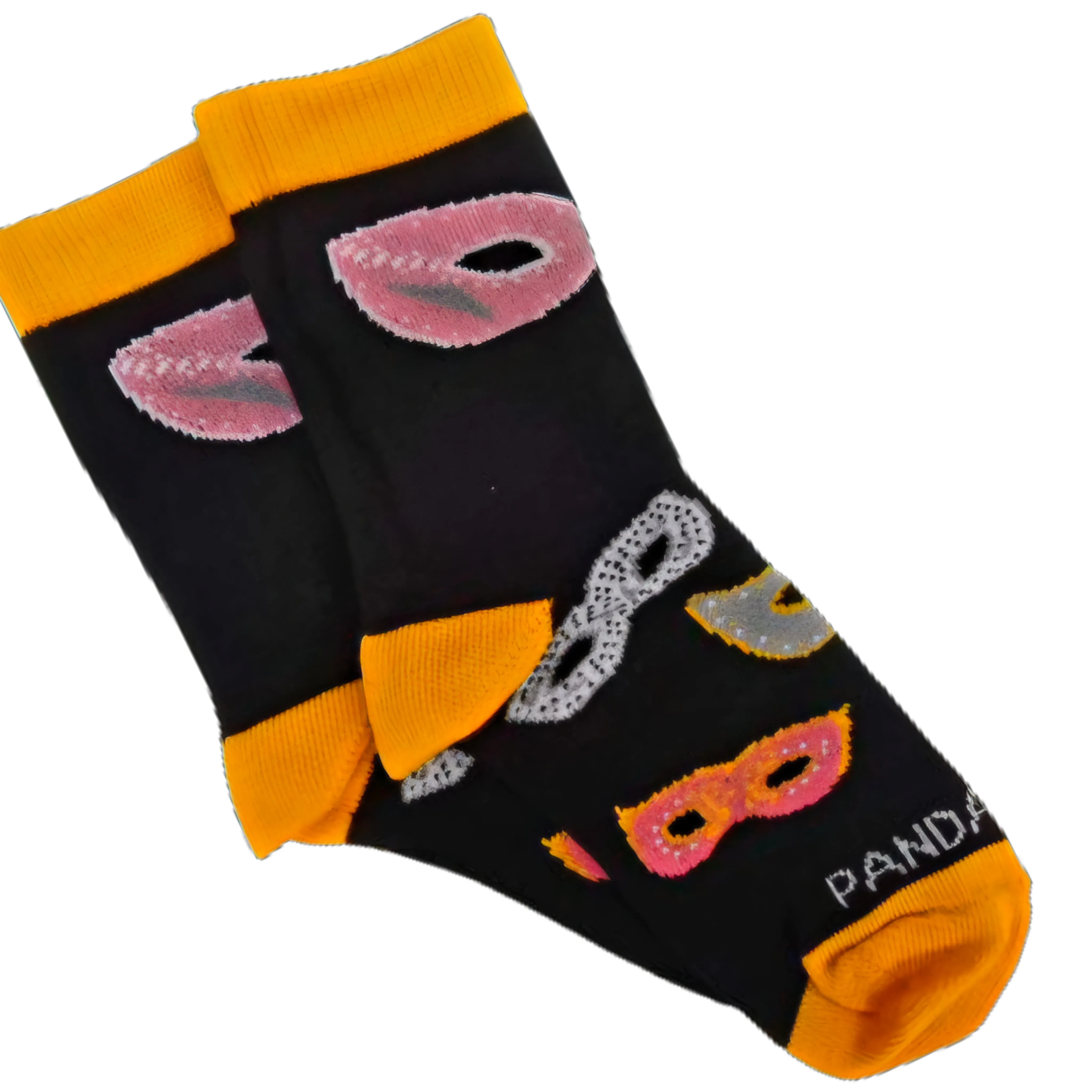 Masquerade Mask Socks with Orange Trim (Ages 3-7)