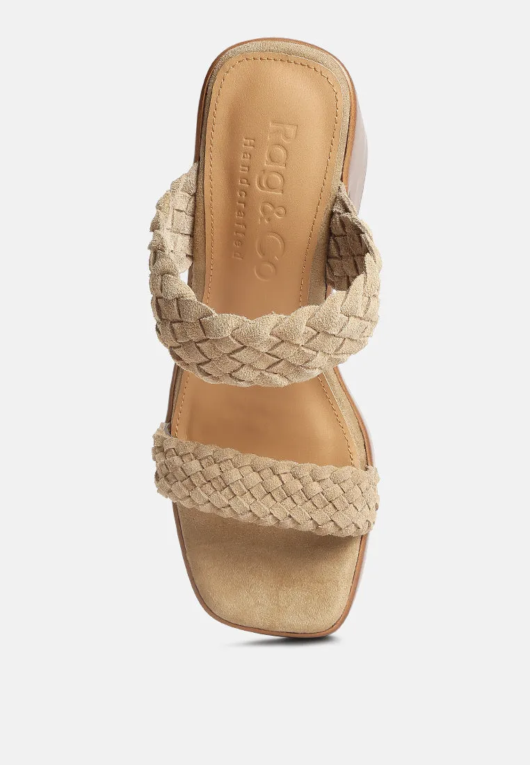 Misaki Woven Suede Strap Platform Sandals By Ruw