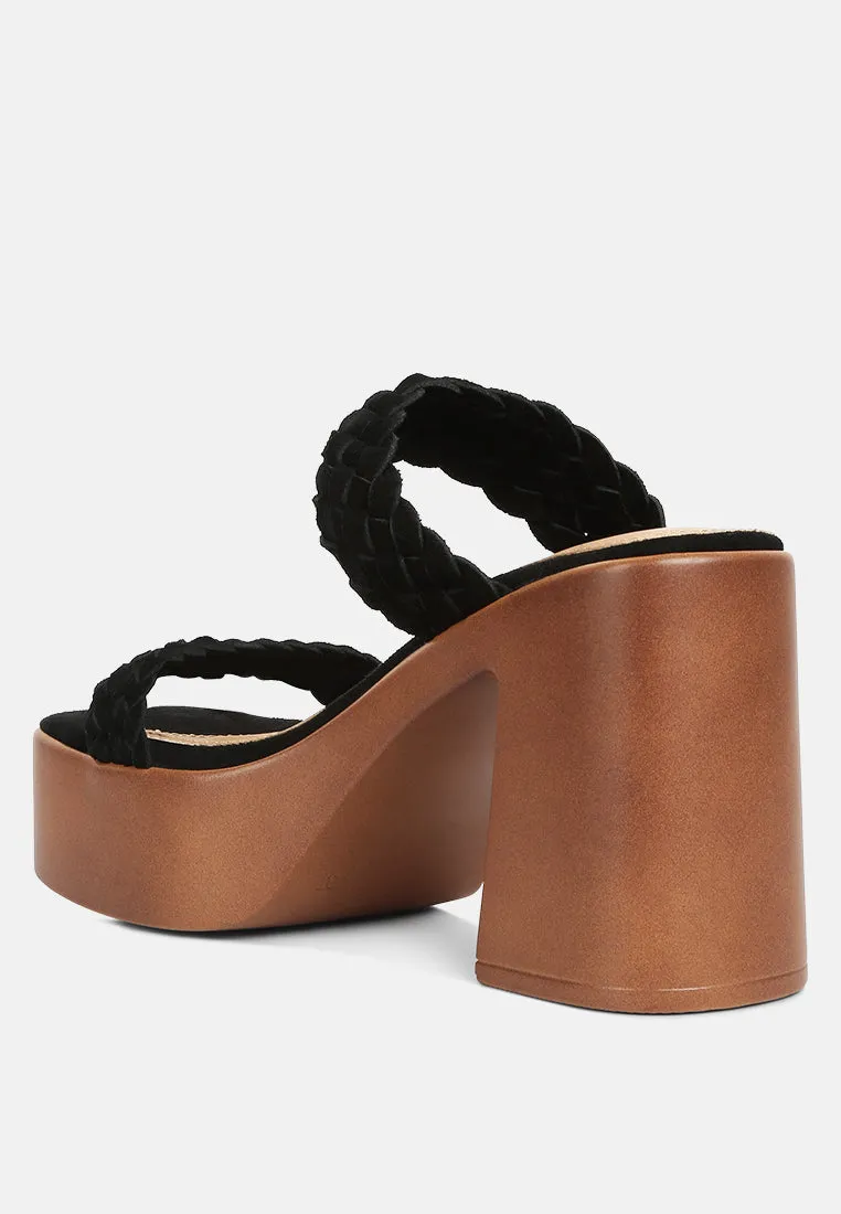 Misaki Woven Suede Strap Platform Sandals By Ruw