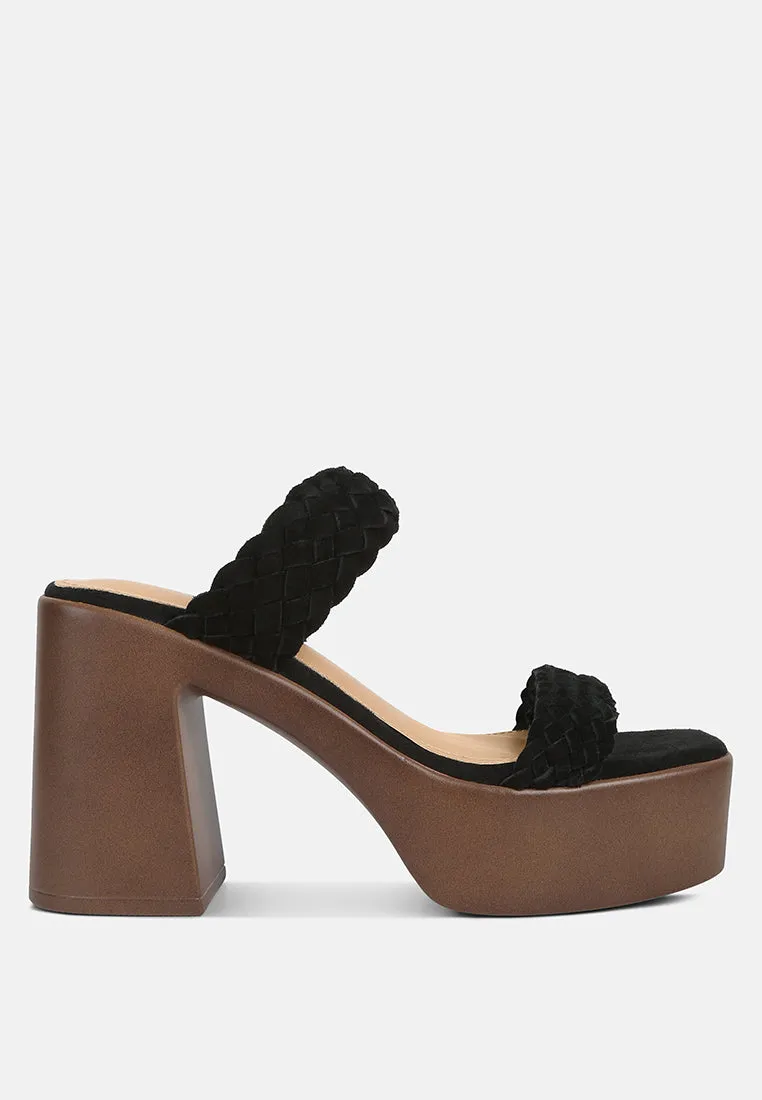 Misaki Woven Suede Strap Platform Sandals By Ruw