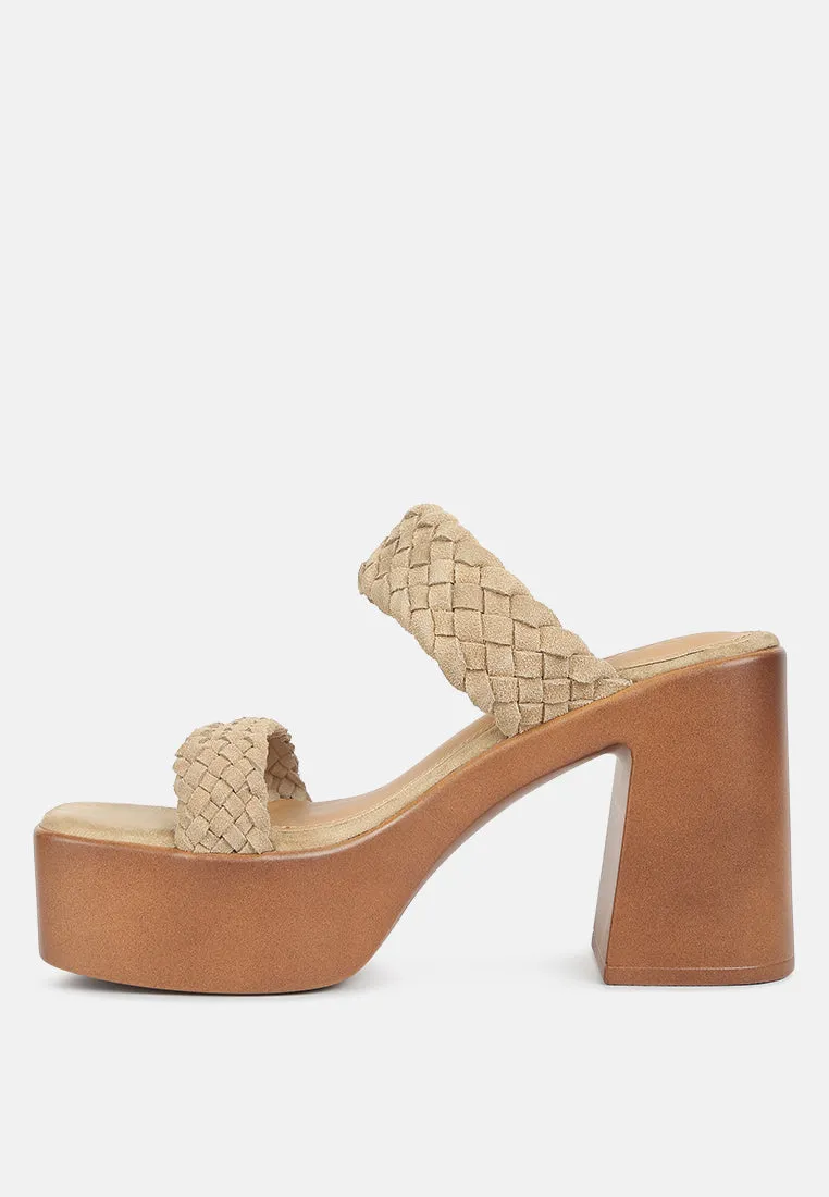 Misaki Woven Suede Strap Platform Sandals By Ruw