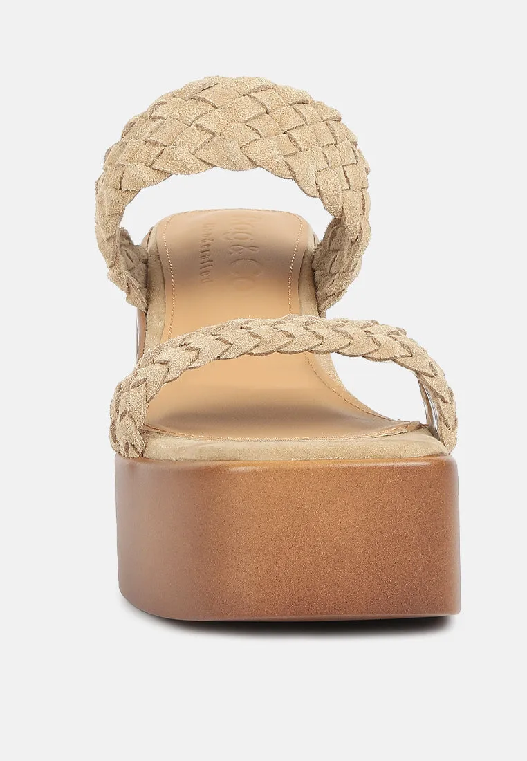 Misaki Woven Suede Strap Platform Sandals By Ruw