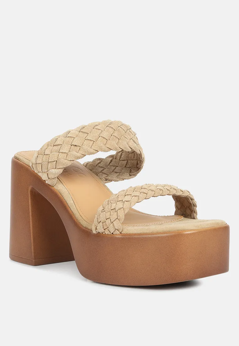 Misaki Woven Suede Strap Platform Sandals By Ruw