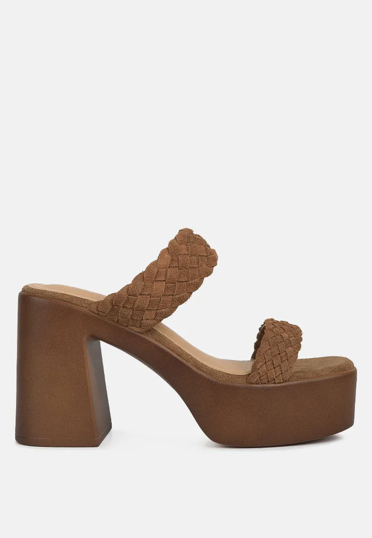 Misaki Woven Suede Strap Platform Sandals By Ruw