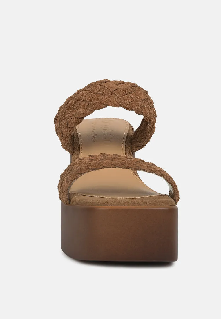 Misaki Woven Suede Strap Platform Sandals By Ruw