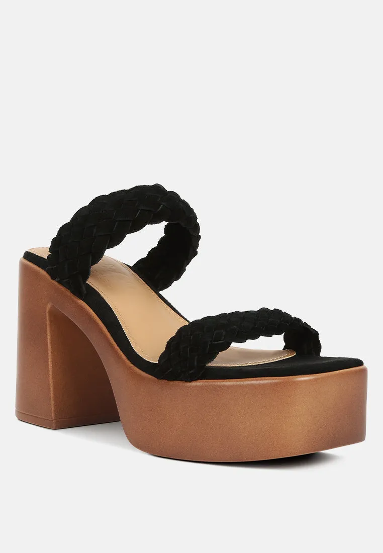 Misaki Woven Suede Strap Platform Sandals By Ruw