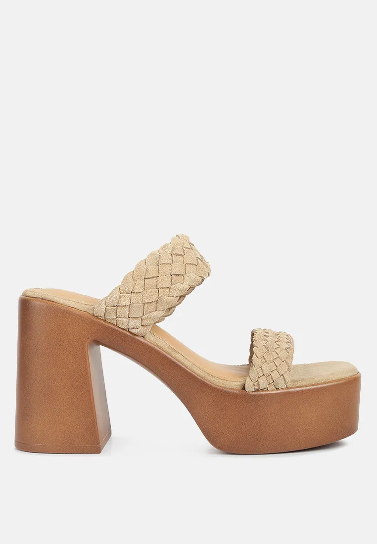 Misaki Woven Suede Strap Platform Sandals By Ruw