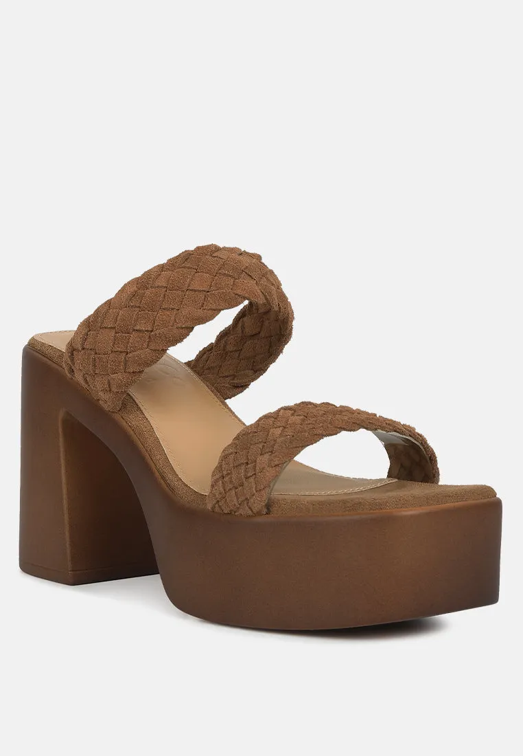 Misaki Woven Suede Strap Platform Sandals By Ruw