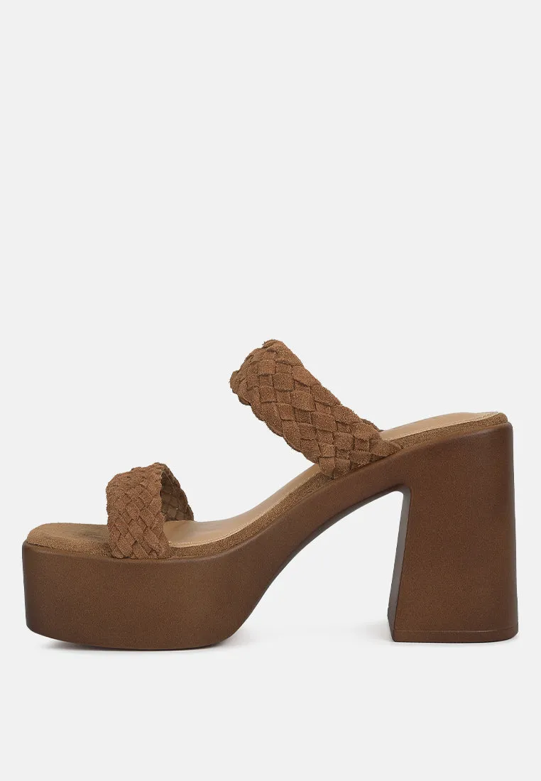 Misaki Woven Suede Strap Platform Sandals By Ruw