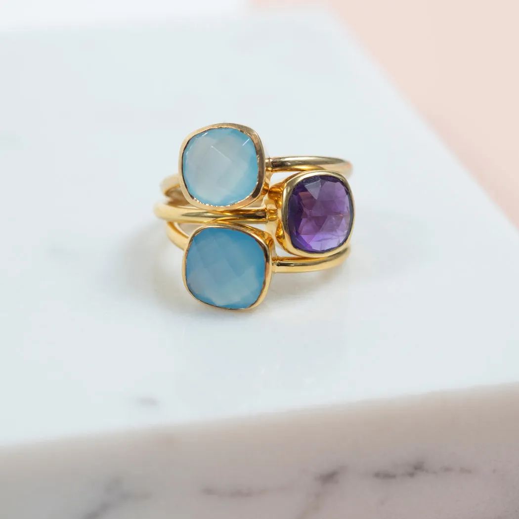 Mondello Blue Chalcedony Gold Vermeil Ring