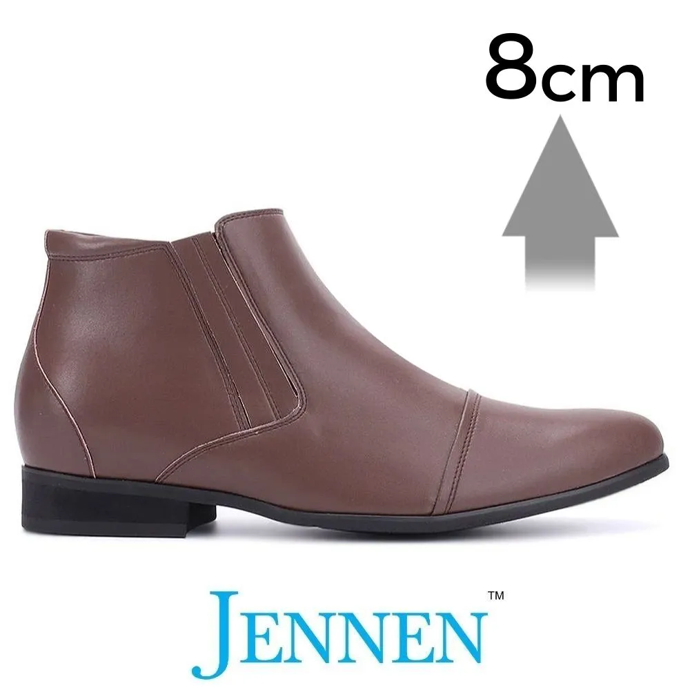 Mr. Ferras Vegan Brown 8cm | 3.2 inches Taller Elevated Boots