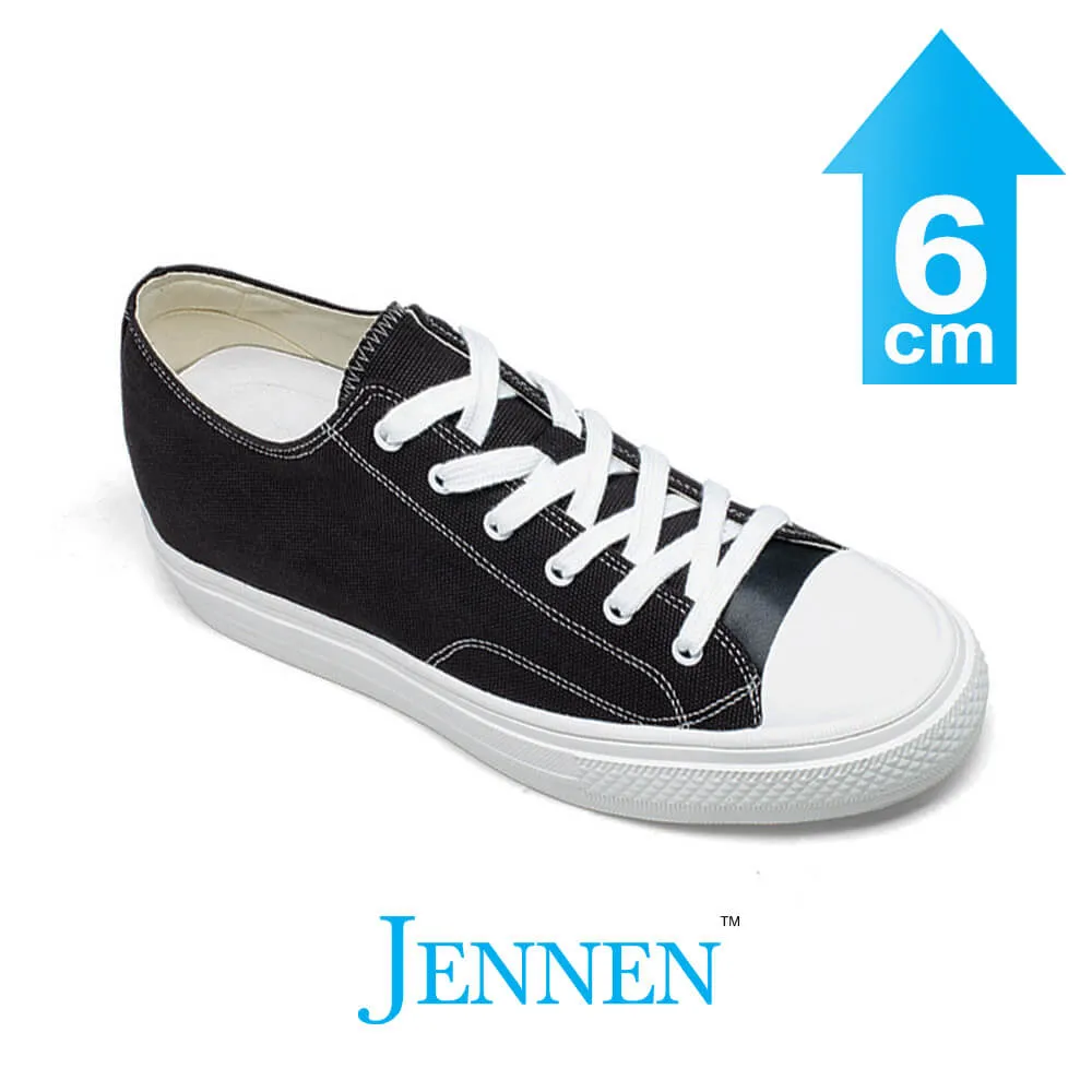 Mr. Jack 6cm | 2.4 inches Black Canvas Elevator Sneakers