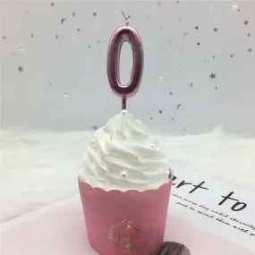 Numeric Candle Topper Rose Pink