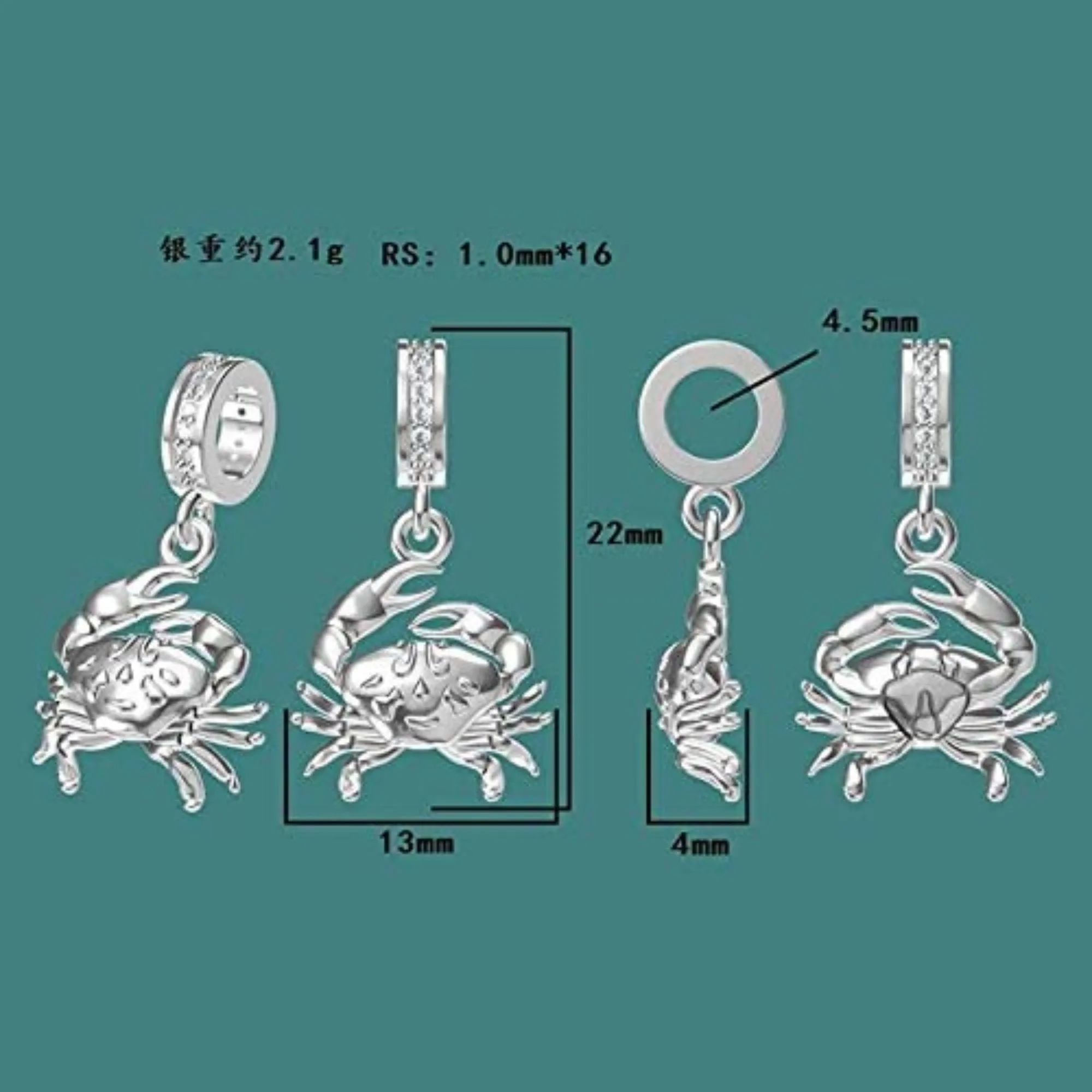 Ocean Crab Dangle Pendant Charm