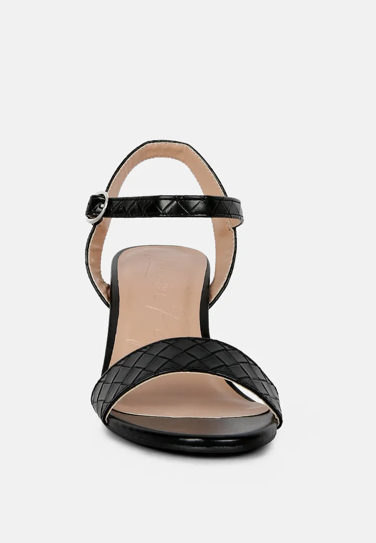 Poiret Woven Strap Block Heel Sandals