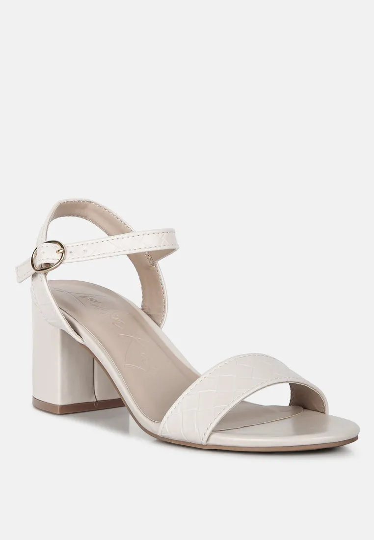 Poiret Woven Strap Block Heel Sandals