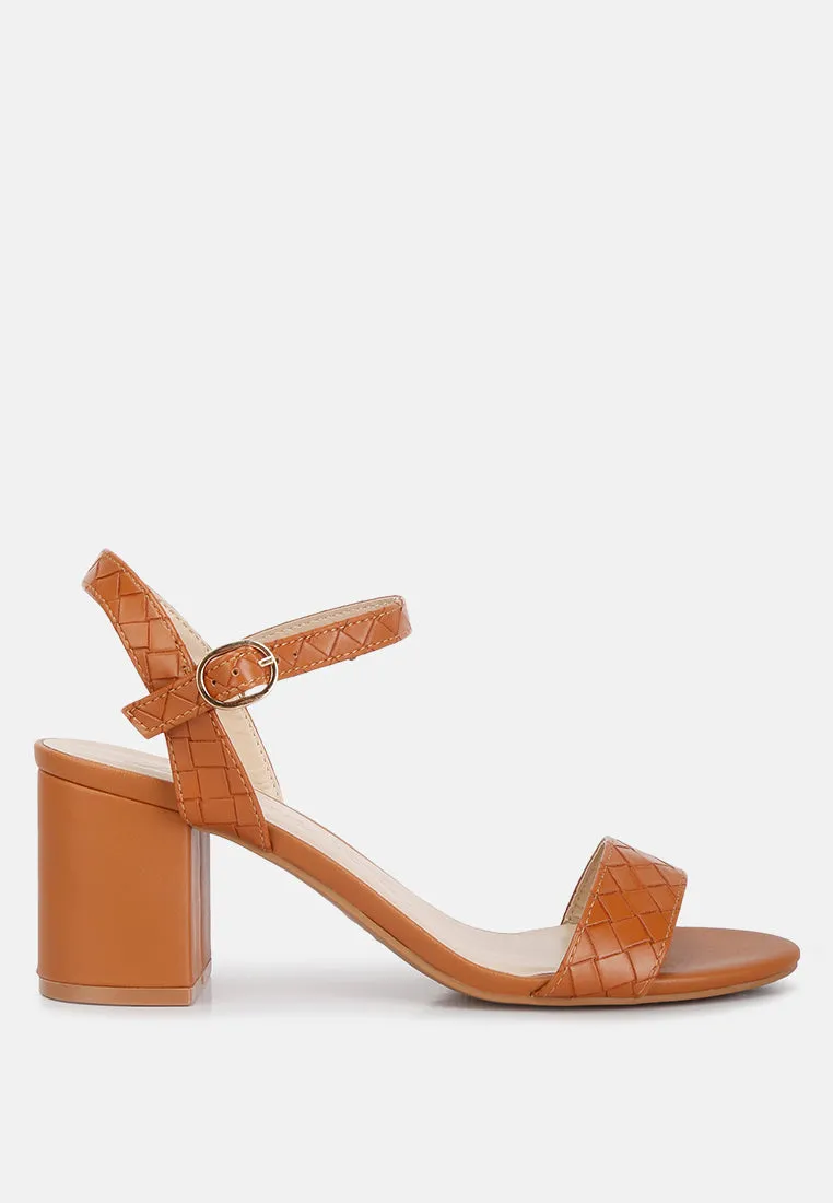 Poiret Woven Strap Block Heel Sandals