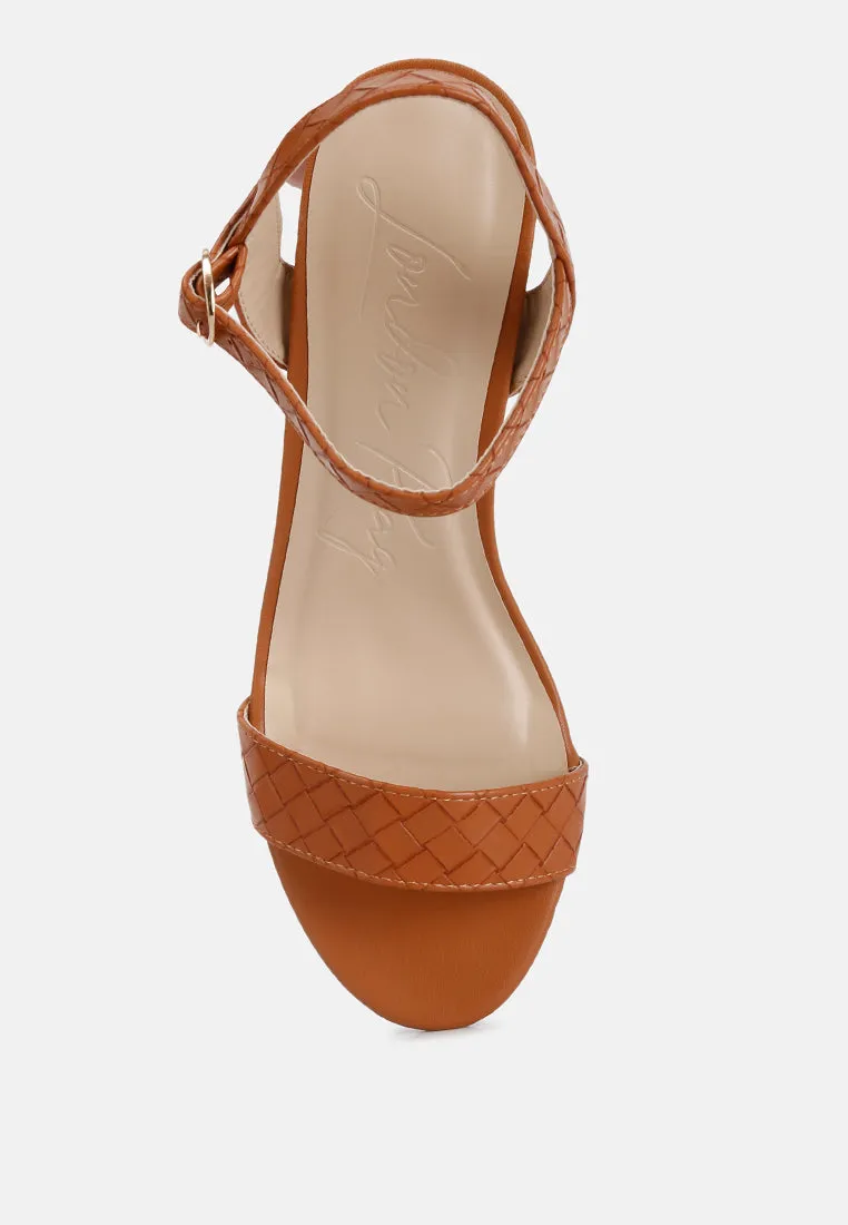 Poiret Woven Strap Block Heel Sandals