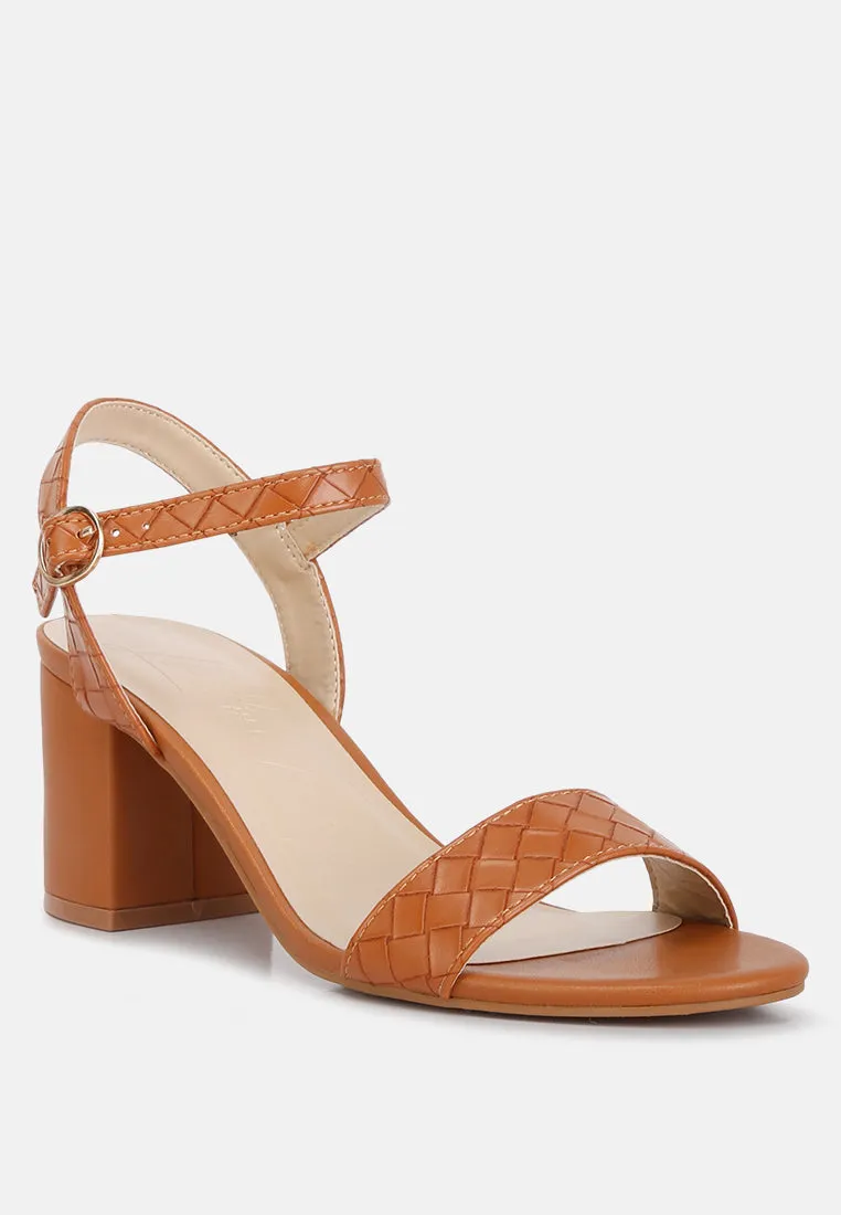 Poiret Woven Strap Block Heel Sandals