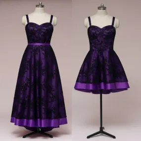 Purple Wedding Dress with Black Lace Overlay CLARMONT